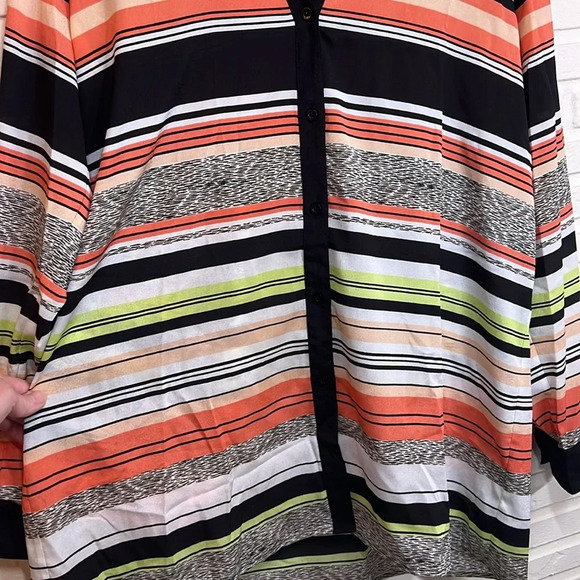 Calvin Klein Multicolored Striped Mature Long Sleeve Top, Women’s Size XL - Picture 4 of 6